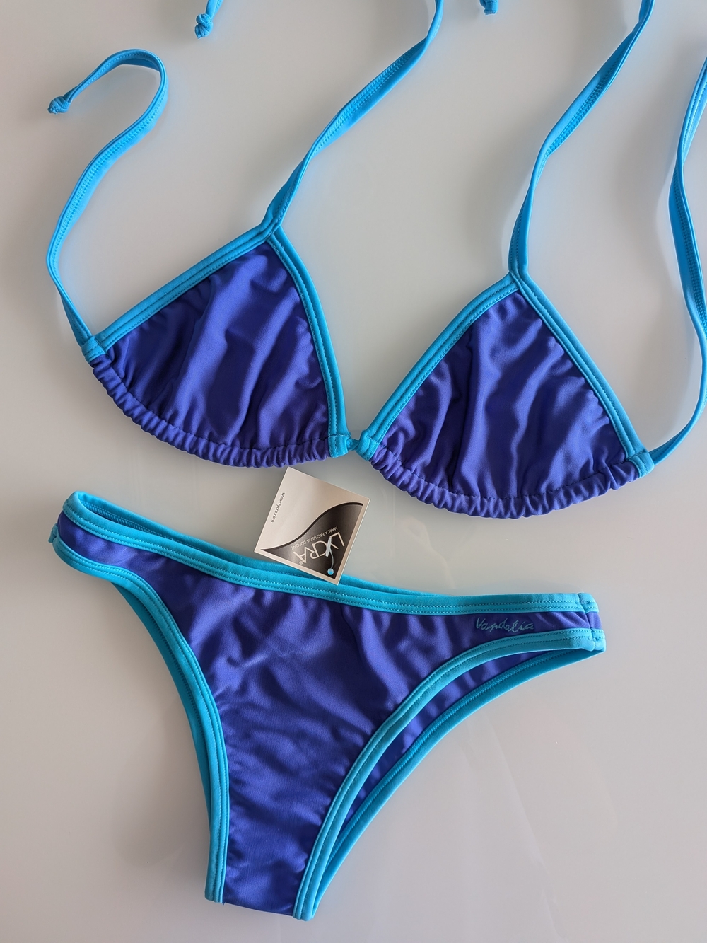 Dark Blue Teal Blue Bikini Set Adjustable halter Triangle 2 Piece set NWT S